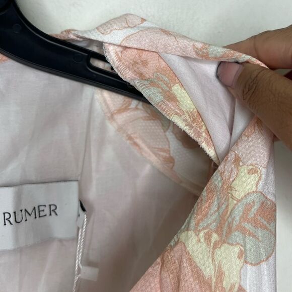 Rumer The Label x Revolve Pink/Cream Isola Floral Resortwear Mini Dress Medium - Picture 9 of 12